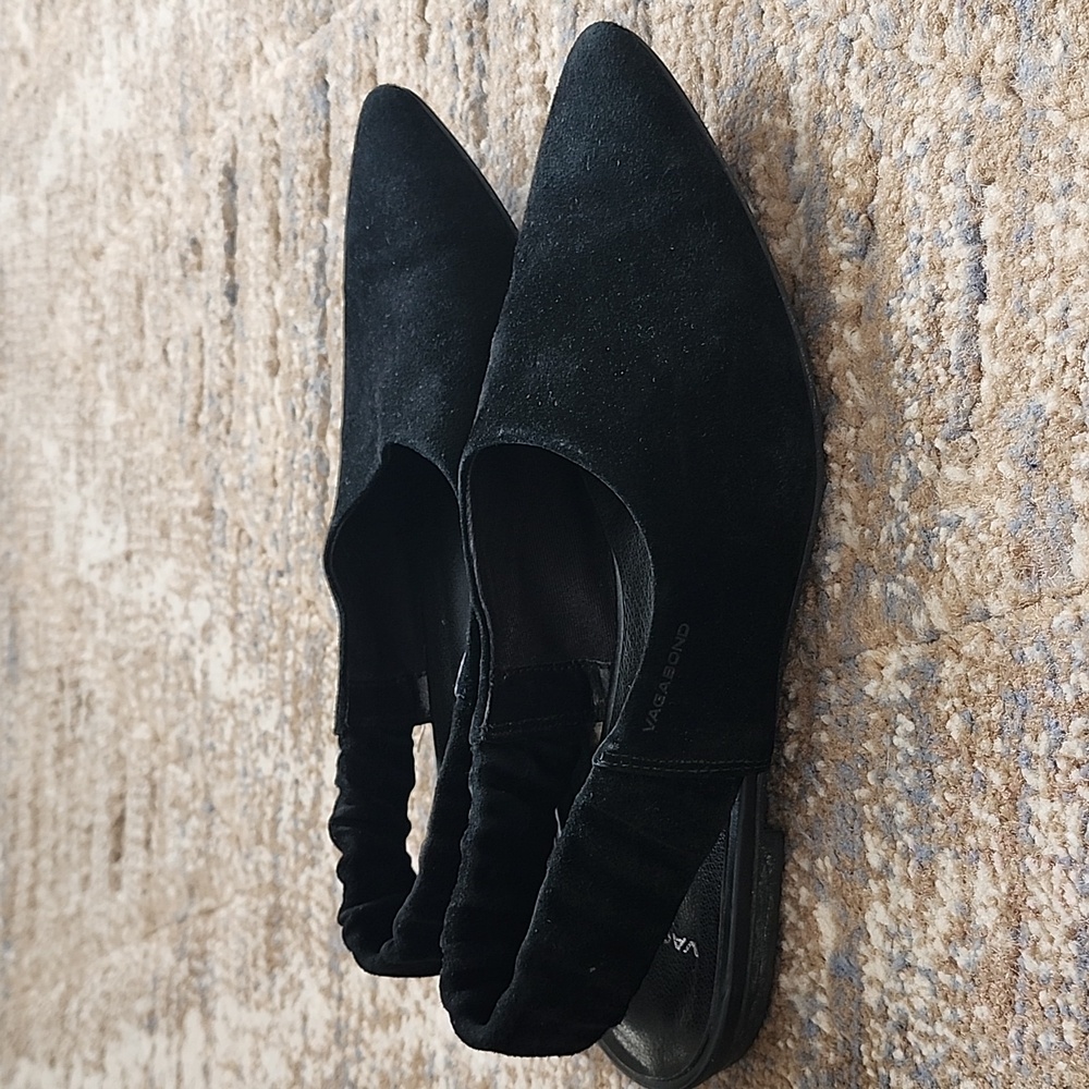 Vagabond Kaitlin Pointed Toe Slingbacks Black Women's Suede Shoes - Picture 3 of 5